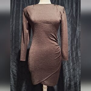 Express Chocolate Brown Textured Dress